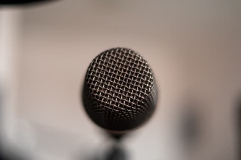 The tip of a dynamic microphone
